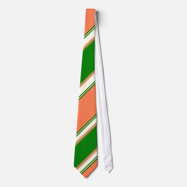 Coral Green and Ivory University Stripe Tie (Front)