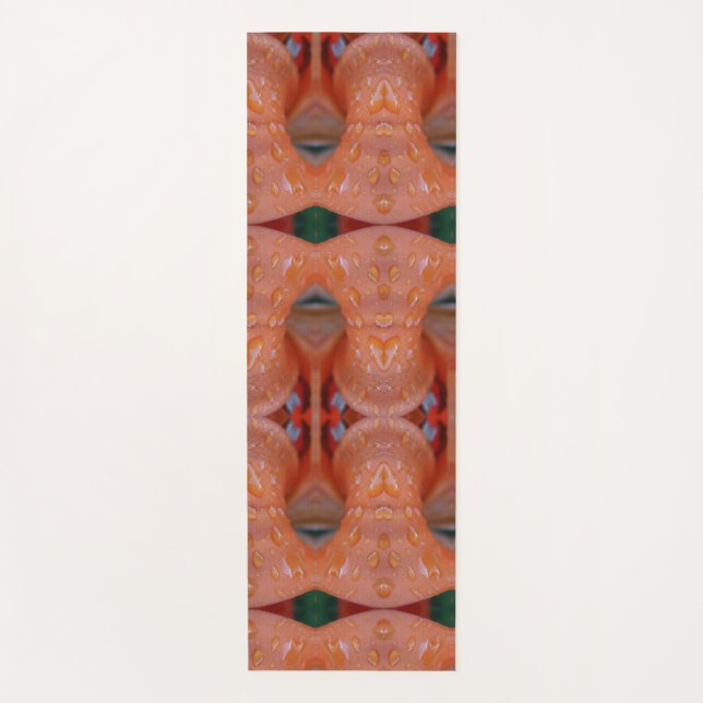 Coral & Green Ikat  Yoga Mat (Front)