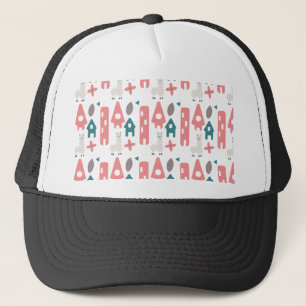 Coral Green Llama Alpaca Animal Homs Trucker Hat