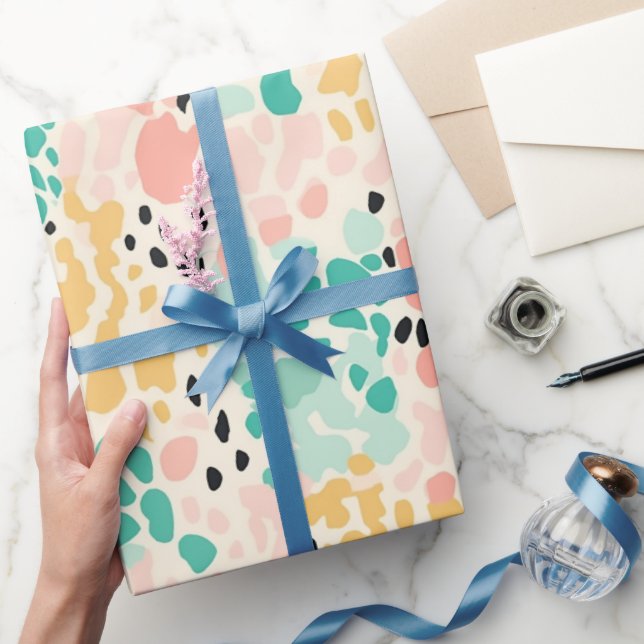 Coral Green Pastel Leopard Spots Wrapping Paper (Gifting)