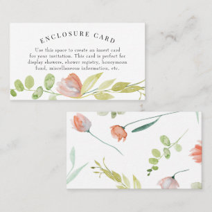 Coral Green Watercolor Flower Enclosure Card