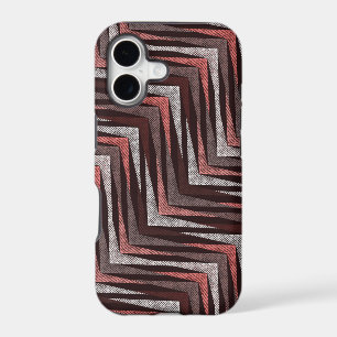 Coral, grey, brown zigzag pattern.