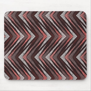Coral, grey, brown zigzag pattern. mouse pad