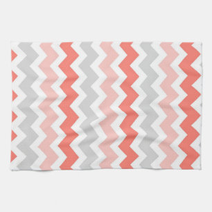 Coral Grey Chevron Kitchen Cloth Towel