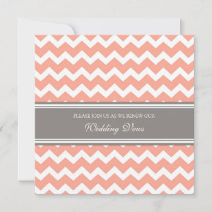 Coral Grey Chevron Wedding Vow Renewal Invitations
