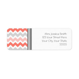 Coral Grey Chevrons Custom Return Address Labels