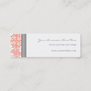 Coral Grey Damask Business Cards