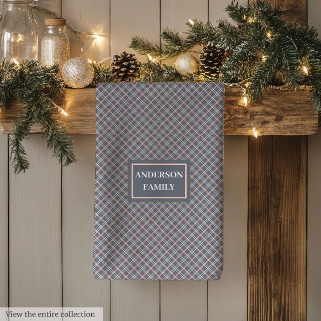 Coral Grey Kitchen Towel Classic Custom Name Look (Coral Grey Kitchen Towel Classic Custom Name Look)
