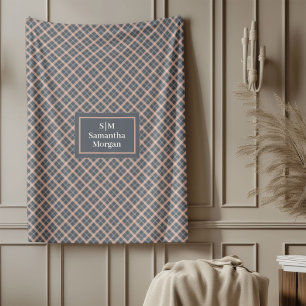 Coral Grey Throw Custom Name Pastel Aesthetic Fleece Blanket