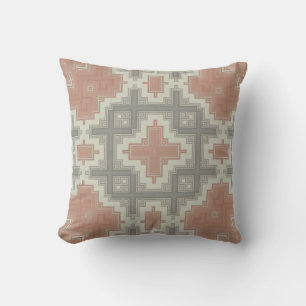 Coral Grey Tribal Cushion