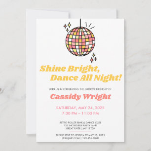 Coral Groovy Disco Birthday Invitation