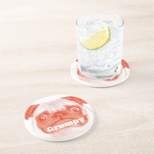 Coral Grumpy Puggy Coaster