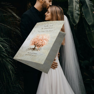 Coral Heart Leaf Tree Wedding Programs
