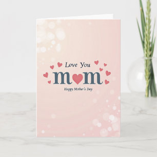 Coral Heart Moms Day Card