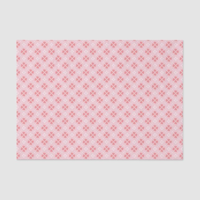 Coral Heart-Shaped Petal Flowers Tissue Paper (Front)