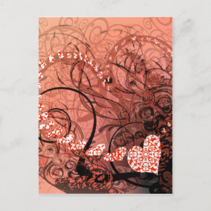 Coral Heart Swirls Postcard