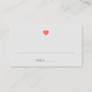Coral Heart Wedding Place Card