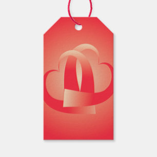coral hearts hugging gift tags