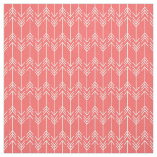 Coral Herringbone Arrows Fabric