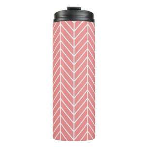 Coral Herringbone Chevron Pattern Thermal Tumbler