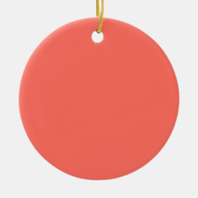 Coral hex code FF6F61 Ceramic Tree Decoration (Front)