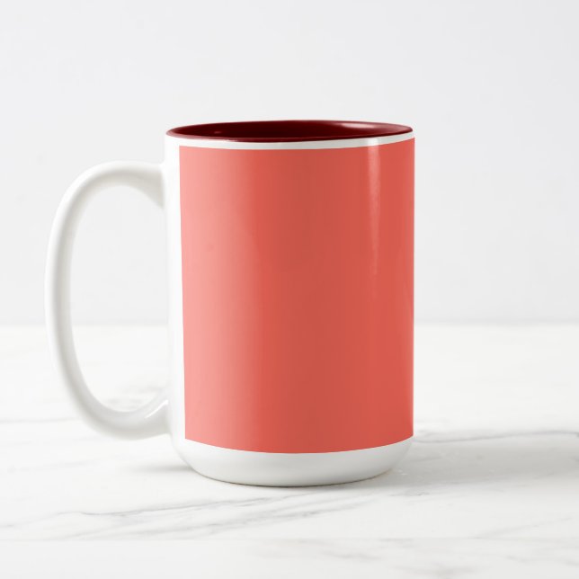 Coral hex code FF6F61 Two-Tone Coffee Mug (Left)
