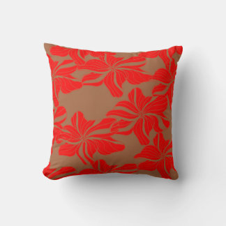Coral Hibiscus Cushion