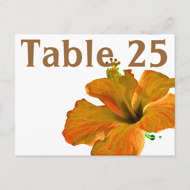 Coral Hibiscus Table Number Card (Front)