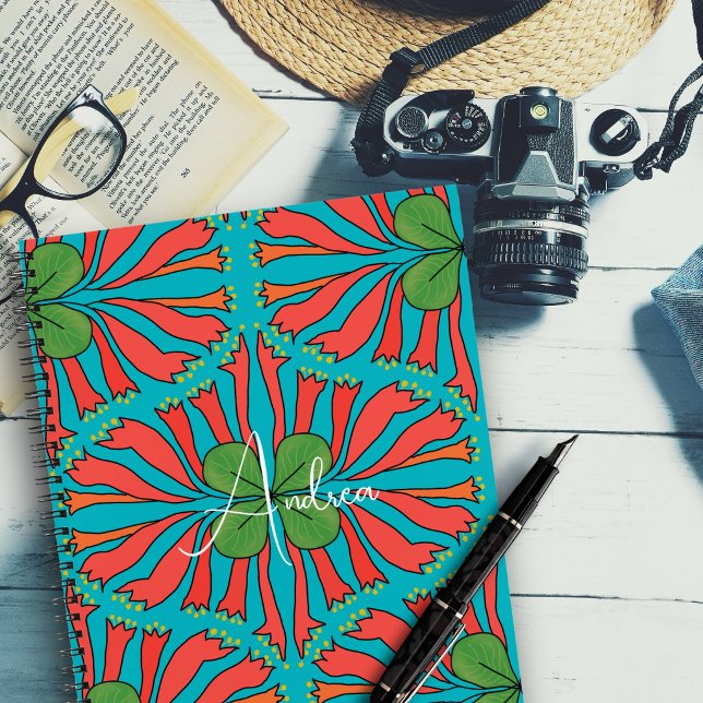 Coral Honeysuckle Art Personalised Botanical Notebook (Creator Uploaded)