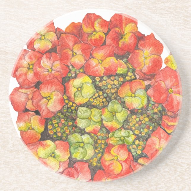 Coral Hydrangea Coaster (Front)