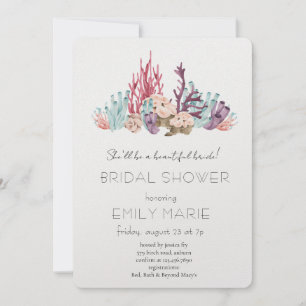 Coral Kisses & Ocean Wishes Bridal Shower Invitation