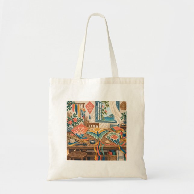 Coral Kite Maker Workshop Canvas Tote Bag (Front)