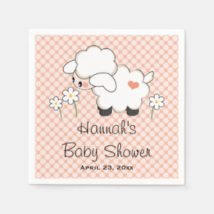 Coral Lamb Baby Shower Napkin