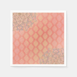 Coral Lavender Gold Moroccan Arabian Wedding Napkin