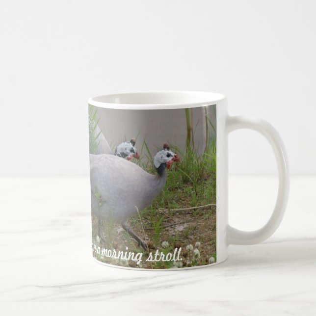 Coral & Lavender Guineas on a morning... Coffee Mug (Right)