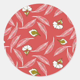 Coral Leaf Drift Throw Blanket Classic Round Sticker