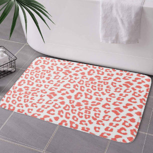 Coral Leopard Print Bath Mat