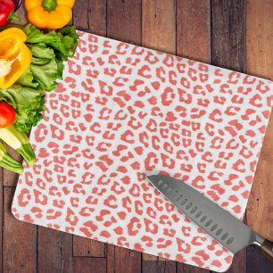 Coral Leopard Print Cutting Board
