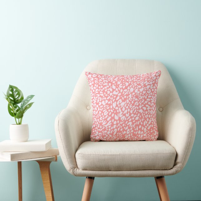 Coral Leopard Print Pattern Cushion (Chair)