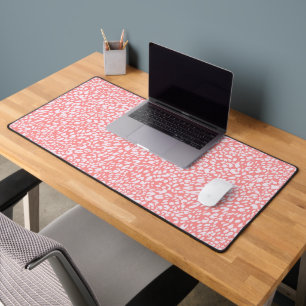Coral Leopard Print Pattern Desk Mat
