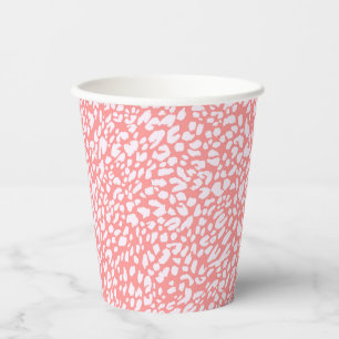Coral Leopard Print Pattern Paper Cups