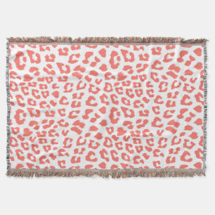 Coral Leopard Print Throw Blanket