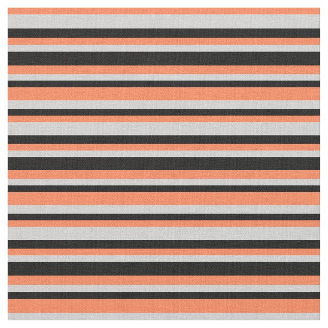 Coral, Light Grey, and Black Coloured Pattern Fabric (Close Up)