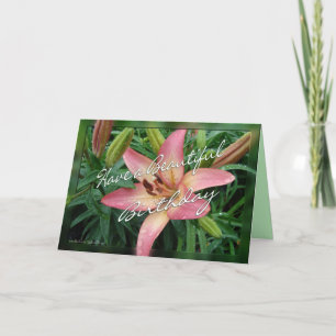 coral lily birthday card-customise card