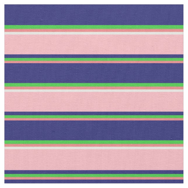 Coral, Lime Green, Midnight Blue, Pink & White Fabric (Close Up)