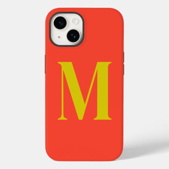 Coral Lime Initial Personalised Monogram  Case-Mate iPhone Case (Back)