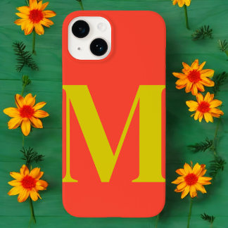 Coral Lime Initial Personalised Monogram Case-Mate iPhone 14 Case