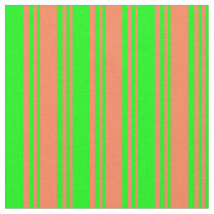 Coral & Lime Striped Pattern Fabric