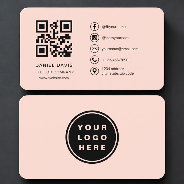 Coral Logo QR Code Professional Business Card (Creator Uploaded)