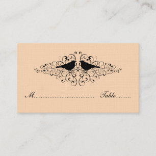 Coral Love Bird Swirls Place Card